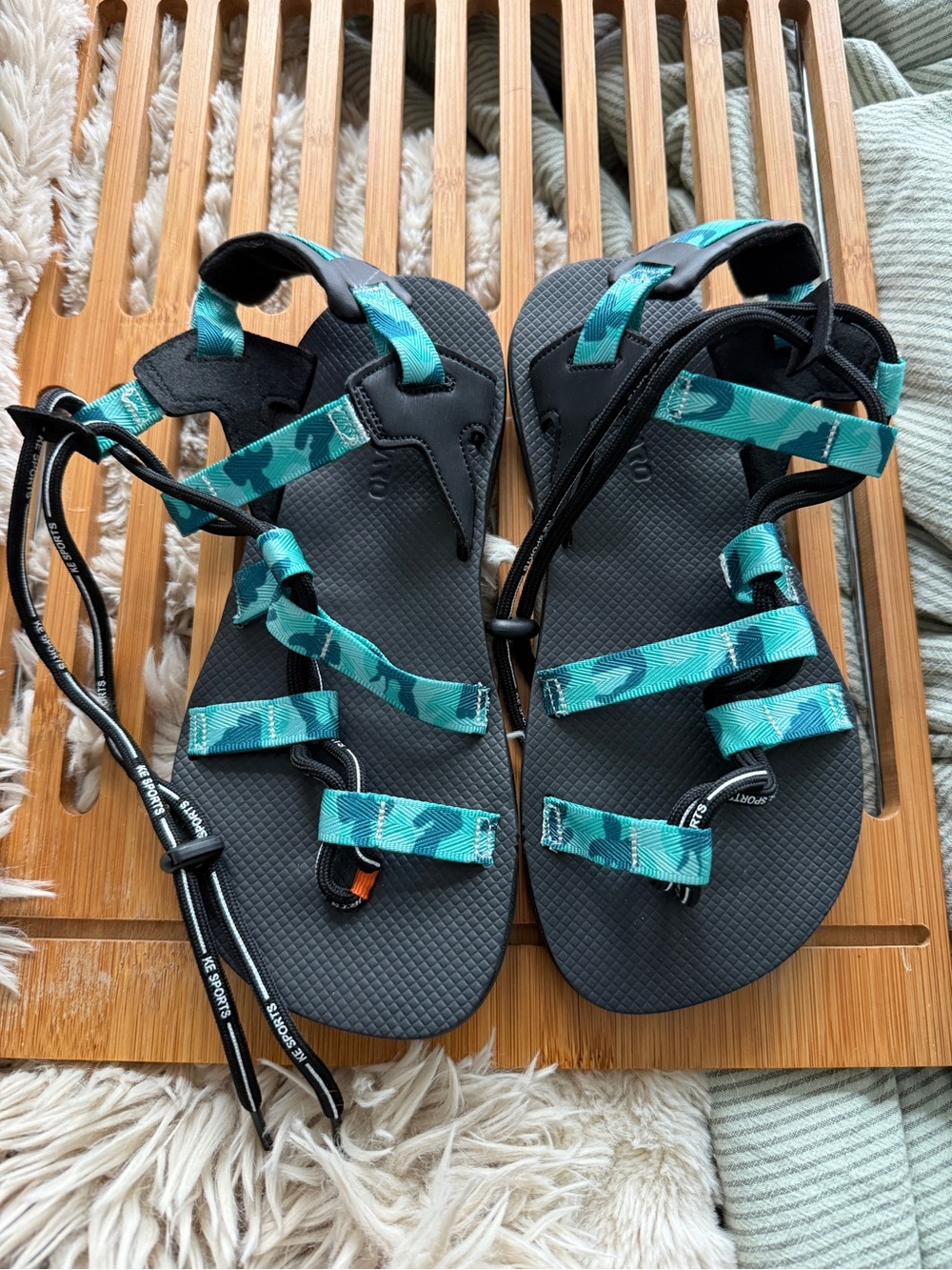 Barefoot Adjustable Sandal with Teal Straps